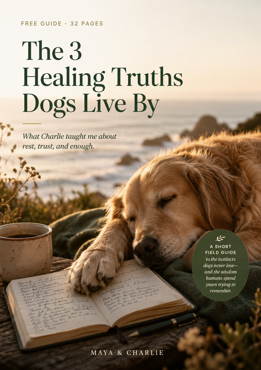 The 3 Healing Truths Dogs Live By — free ebook cover by Maya & Charlie